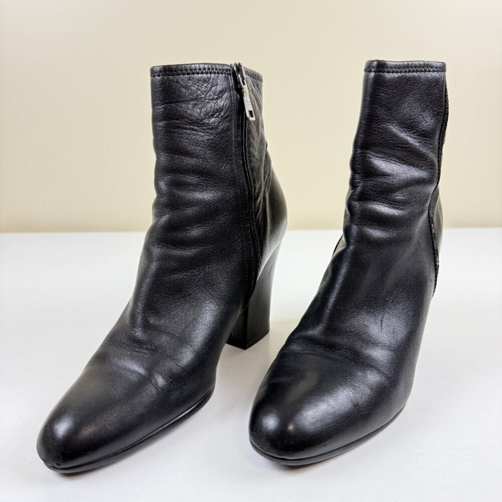 EUC Prada Black Leather Heeled Ankle Boots